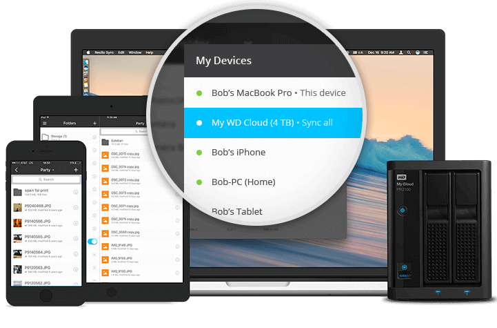 Sync every folder automatically to all your devices. You add a folder to one and it automatically becomes available on all your linked devices.