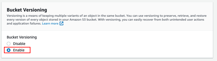 Enable bucket versioning. 