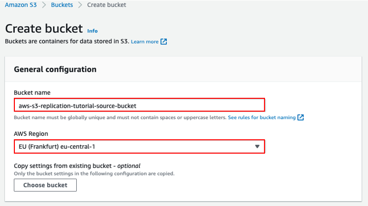 Create bucket > General configuration