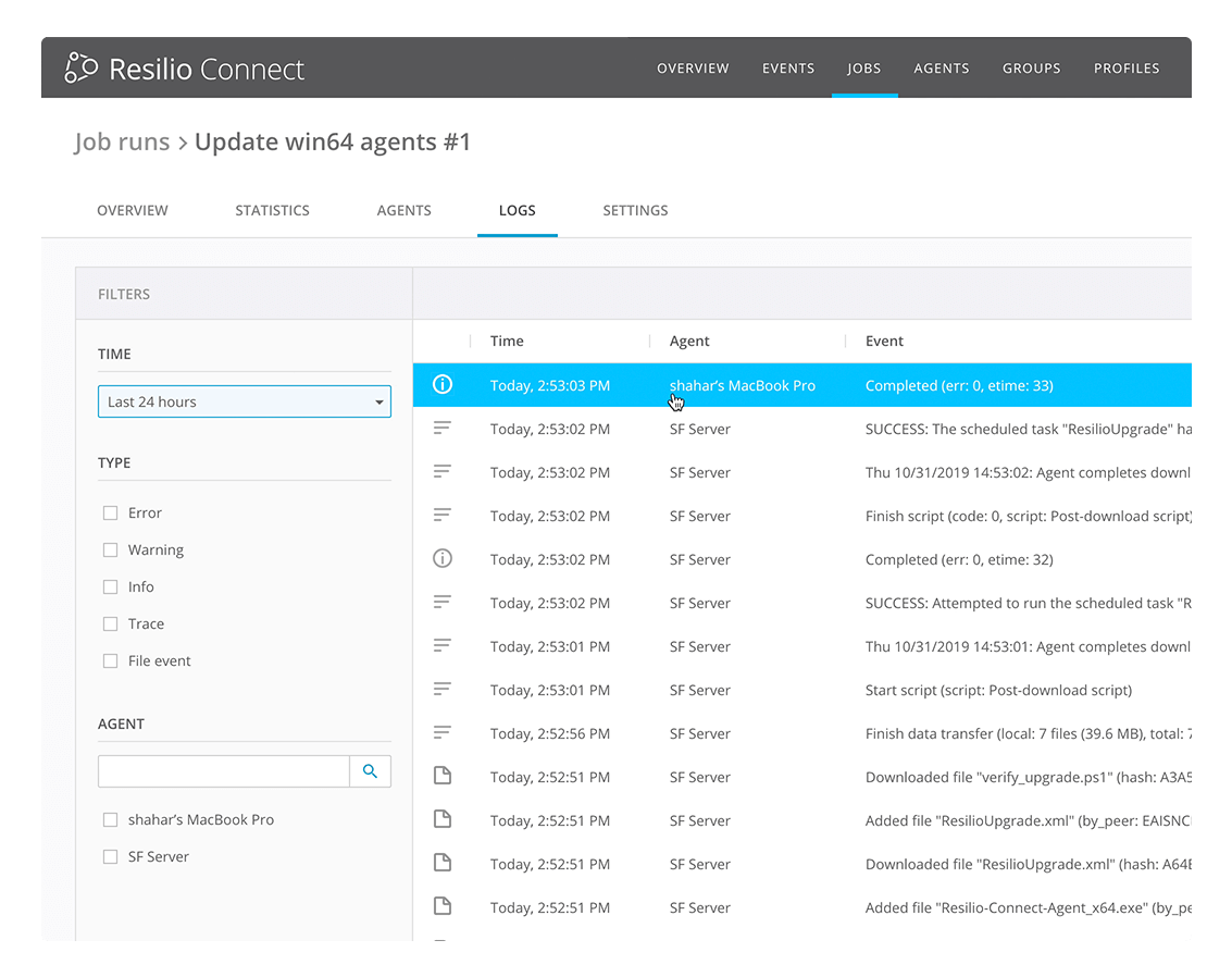 view DFSR replication status, audit logs from each server, and real-time completion ETA