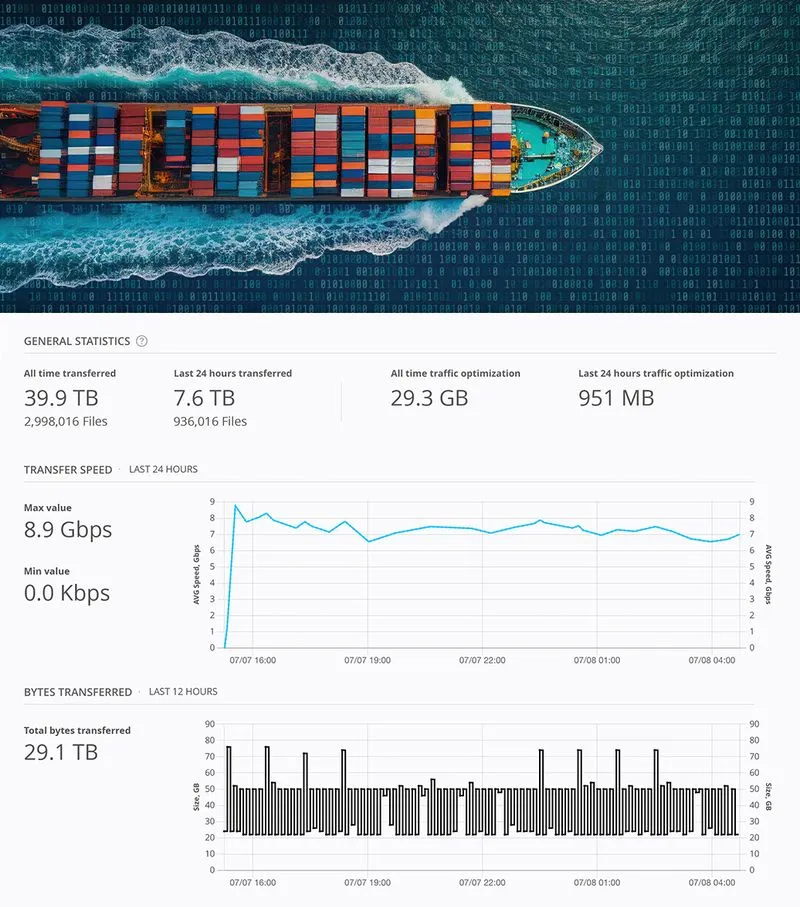 Maritime transfer example: General statistics