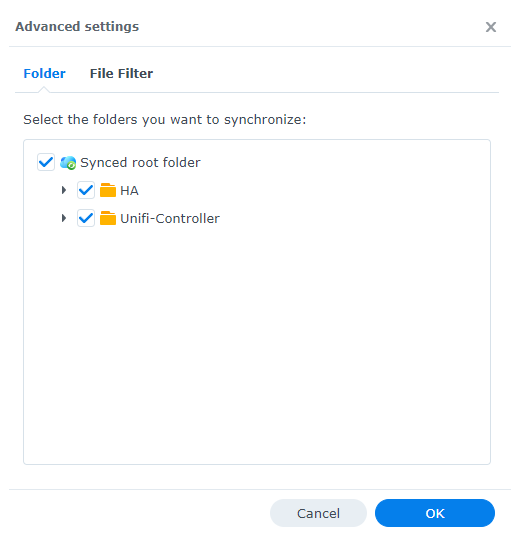 Synology Cloud Sync: Advanced Settings